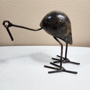 Vintage Stone & Iron Shorebird Brutalist Sculpture-Signed